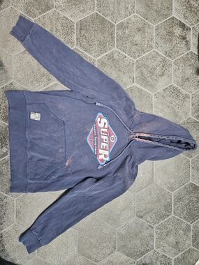Superdry Distressed Hooded Pullover Fleece Hoodie Long Sleeve Logo XL